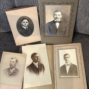 Vintage Black and White Photos Cabinet Card Portrait Men Lot of 15